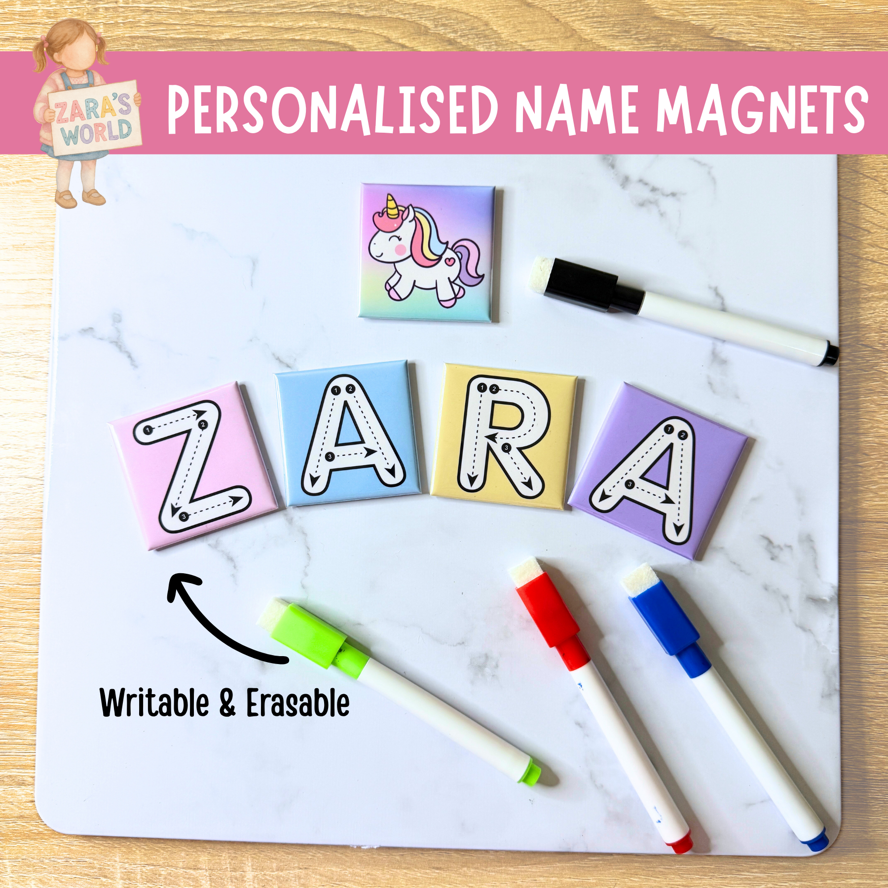 Write & Wipe Magnetic Name Tiles