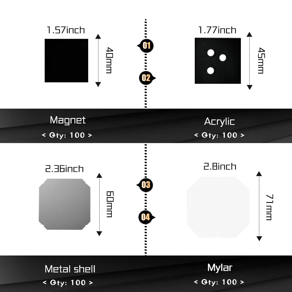 Enters | 100 sets  50*50mm Acrylic Magnet Supplies