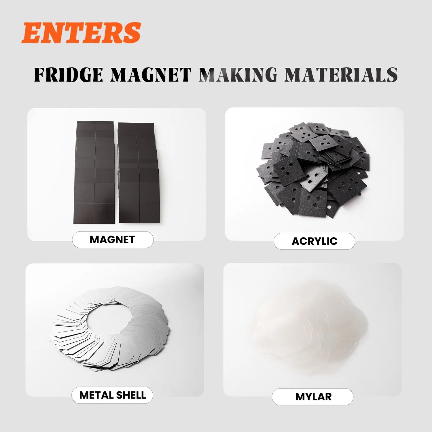 Enters 50mm Fridge Magnet Press + 100 materials