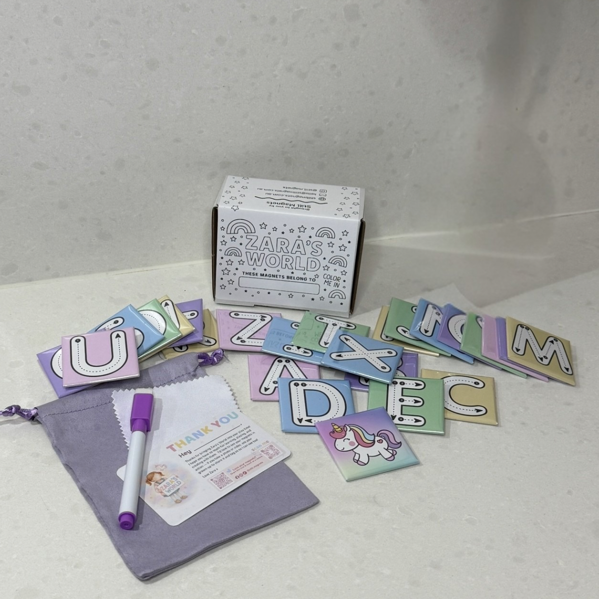 Write & Wipe Magnetic Tiles - complete Alphabet