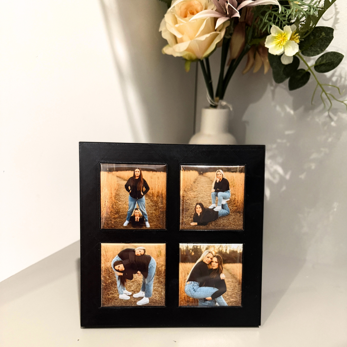 Sentimental Father’s Day gift idea – custom magnets in a freestanding white frame, perfect for desk or shelf